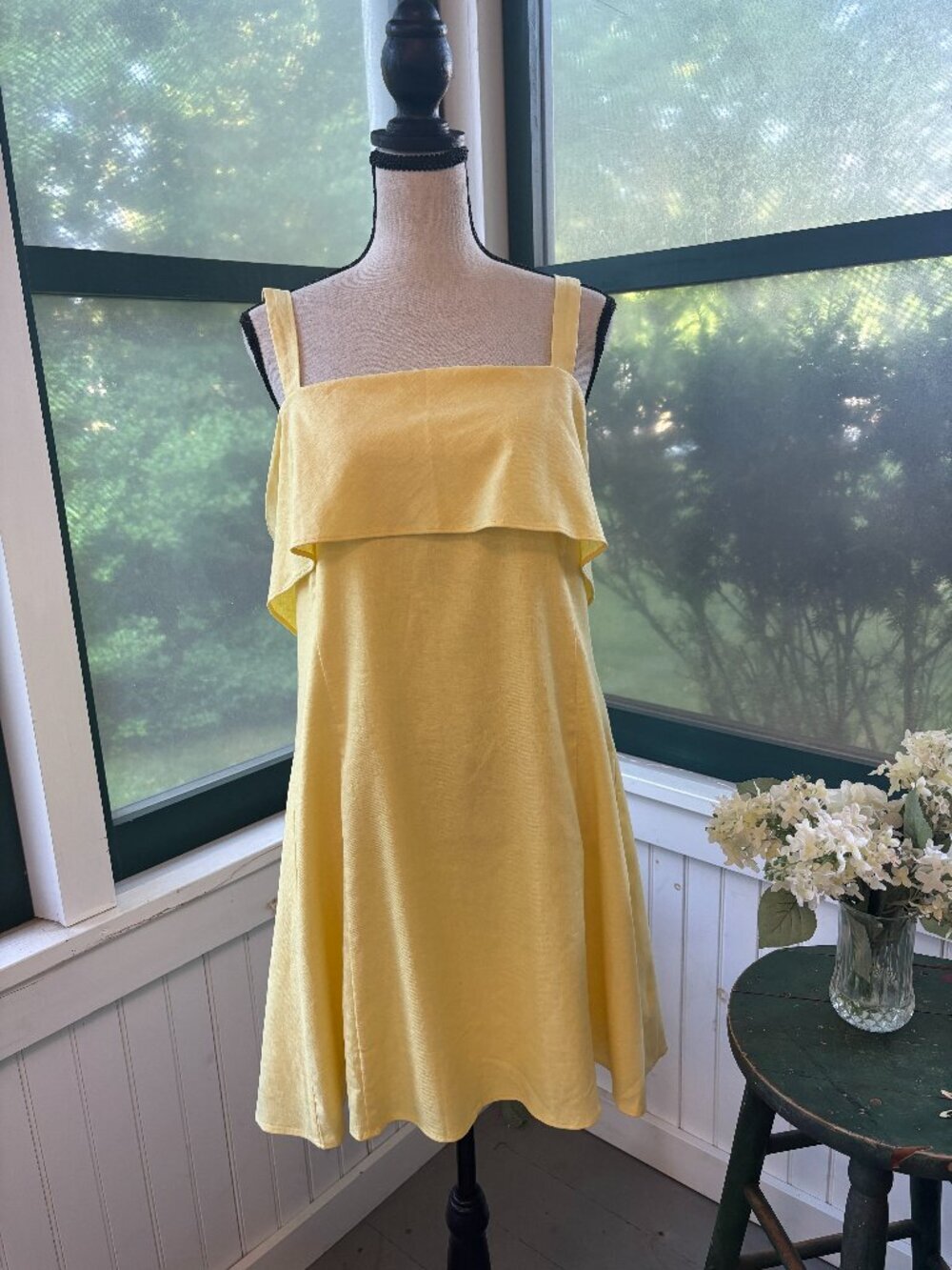 Banana Republic Linen Flounce Mini Dress | Butter Yellow | Size 14 | NWT